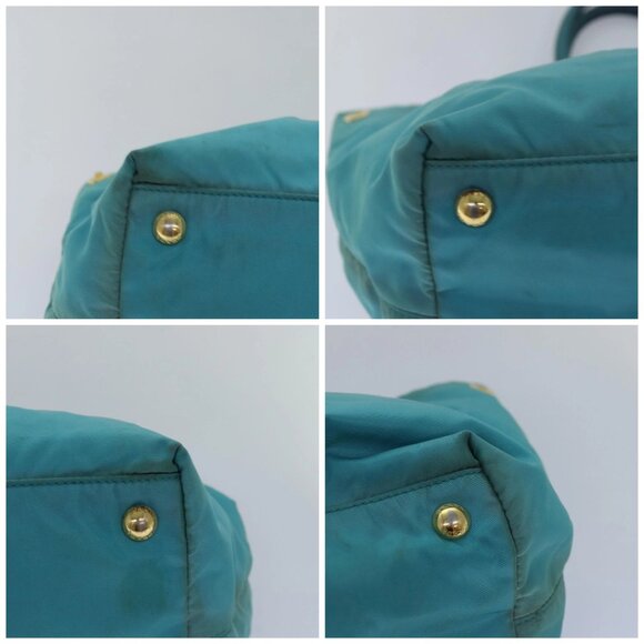 PRADA Hand Bag Nylon Turquoise Blue Auth 81466 - Picture 14 of 16